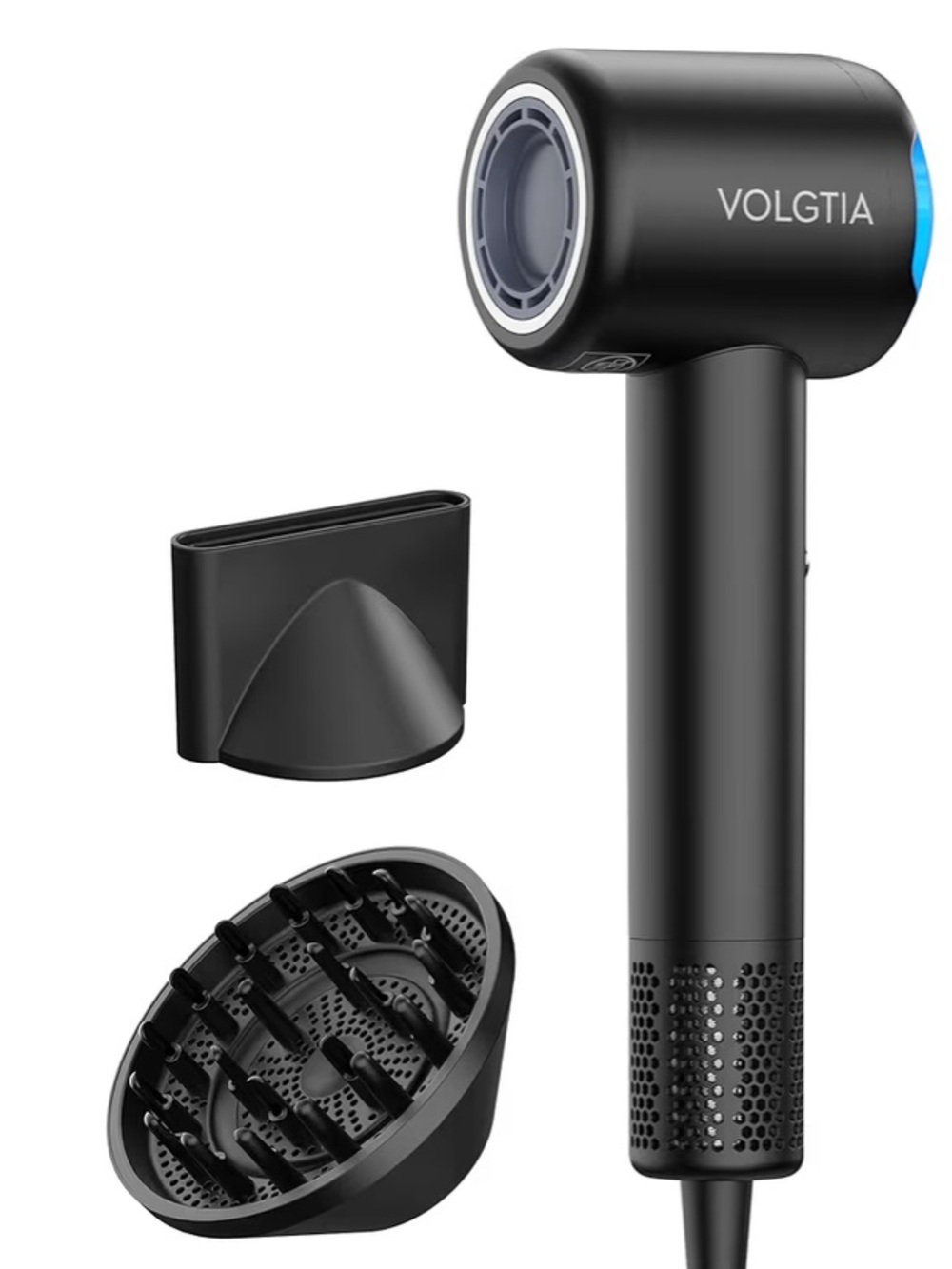 VOLGTIA Matte Black Ionic Hair Dryer with Diffuser NWT